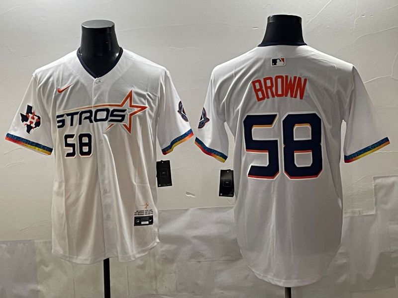Men Houston Astros #58 Brown White Fourth generation Joint Name 2025 Nike MLB Jersey style 7->houston astros->MLB Jersey